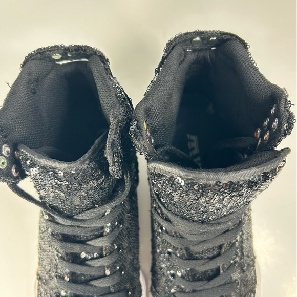 SUPRA Skytops Sparkly Sequin Hi Tops Black Sneakers Shoe SW12029; Women’s Sz 8.5 - Picture 13 of 16